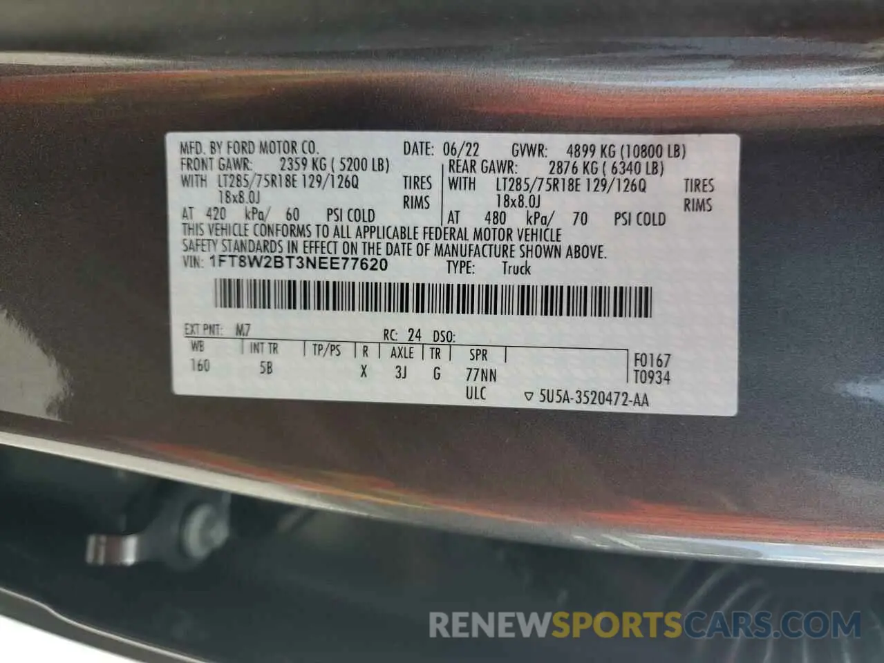 13 fotografías del automóvil dañado 1FT8W2BT3NEE77620 FORD F250 2022
