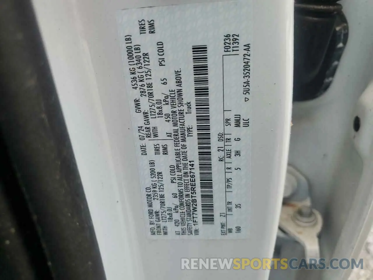 12 fotografías del automóvil dañado 1FT7W2BT5REE67141 FORD F250 2024