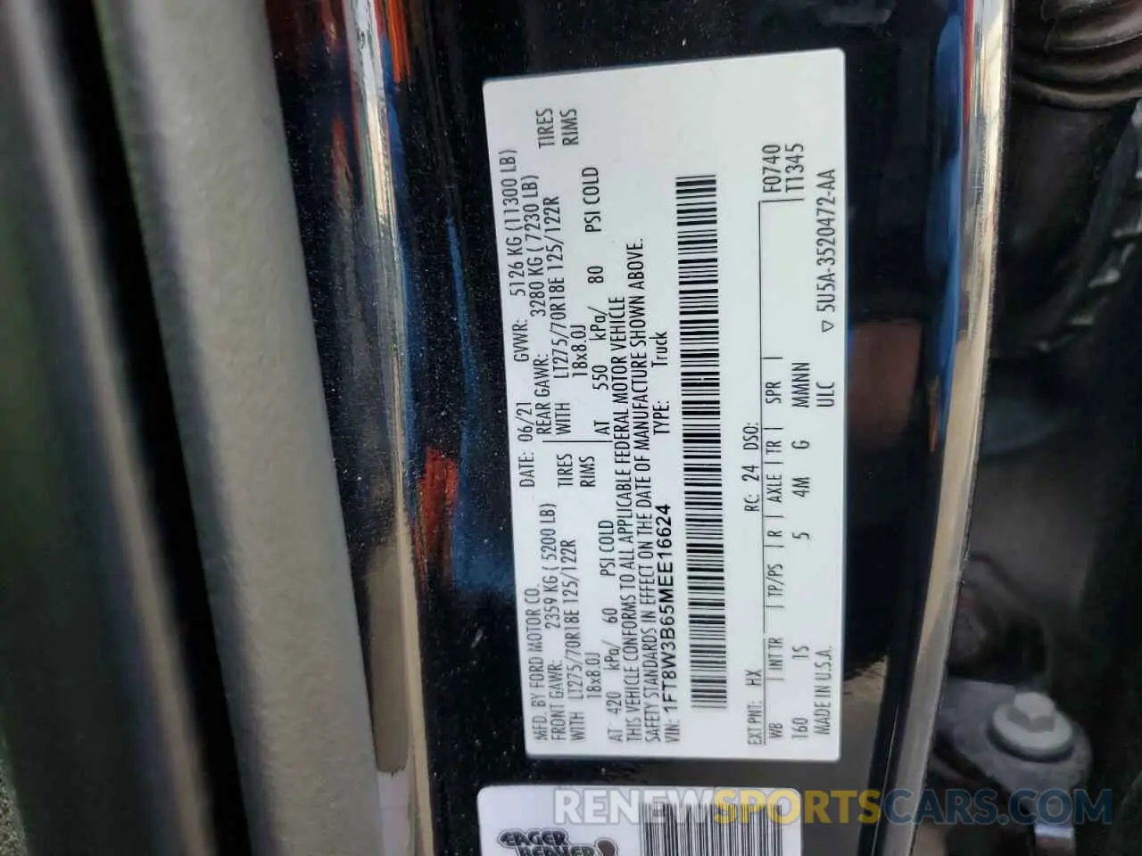15 fotografías del automóvil dañado 1FT8W3B65MEE16624 FORD F350 2021