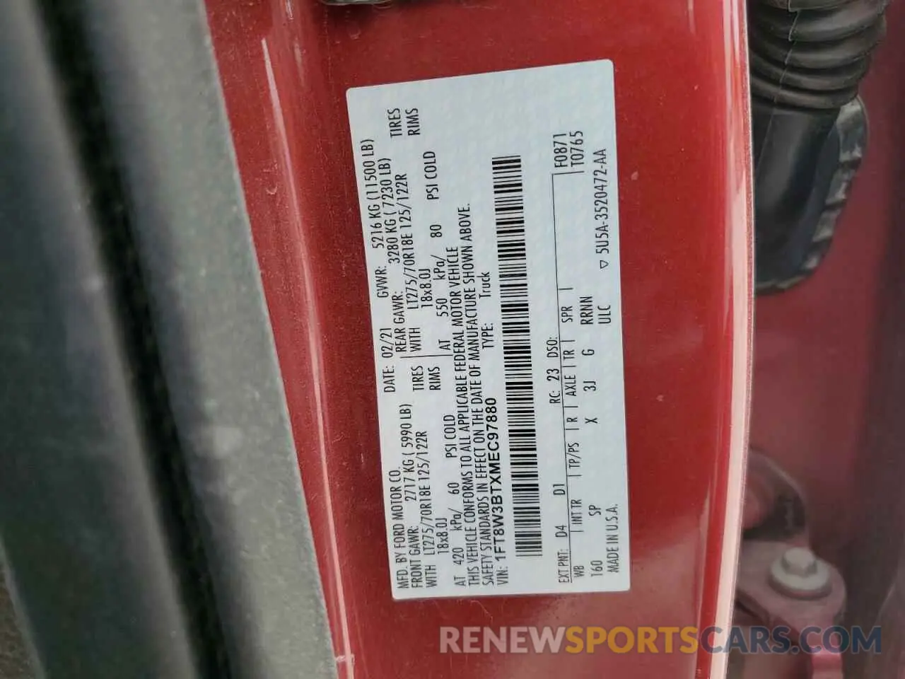 13 fotografías del automóvil dañado 1FT8W3BTXMEC97880 FORD F350 2021
