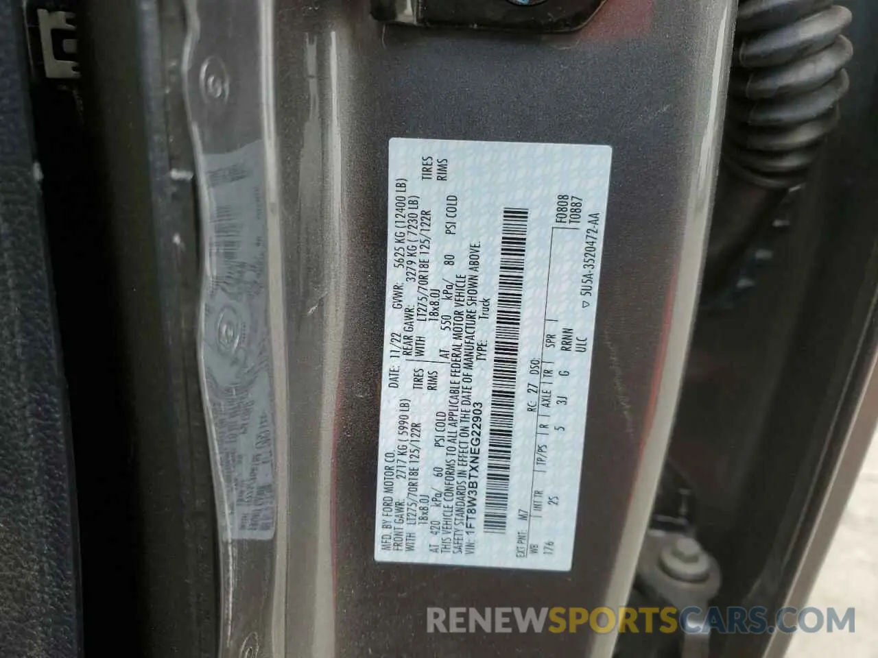 12 fotografías del automóvil dañado 1FT8W3BTXNEG22903 FORD F350 2022
