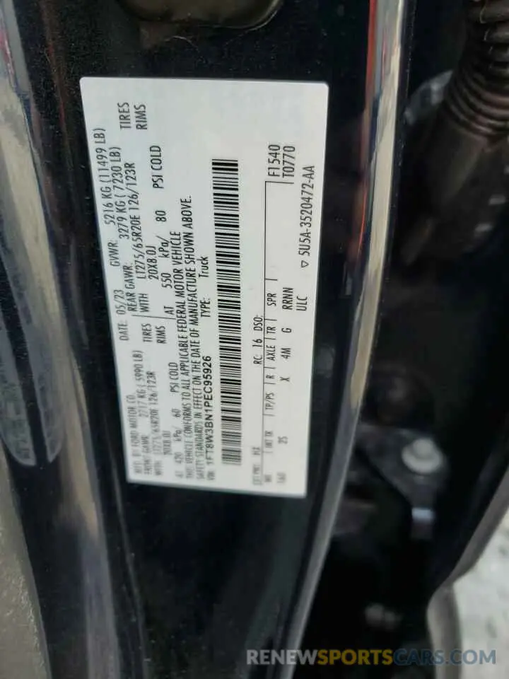 12 fotografías del automóvil dañado 1FT8W3BN1PEC95926 FORD F350 2023