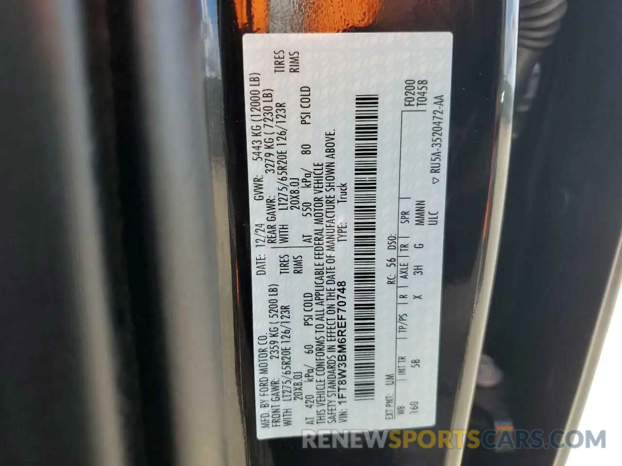 14 fotografías del automóvil dañado 1FT8W3BM6REF70748 FORD F350 2024