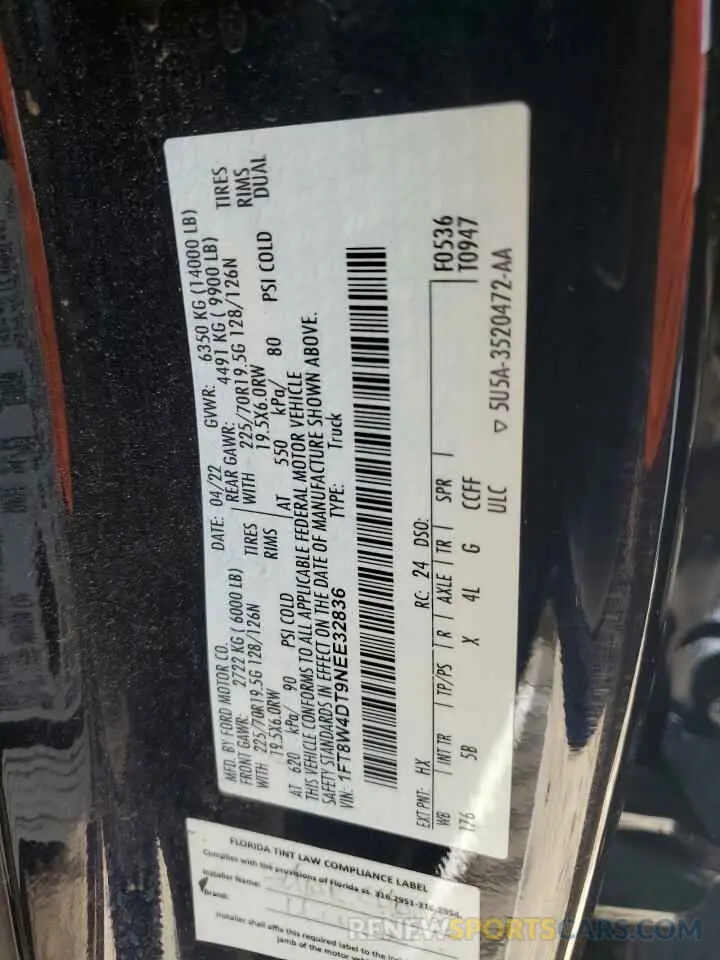 12 fotografías del automóvil dañado 1FT8W4DT9NEE32836 FORD F450 2022