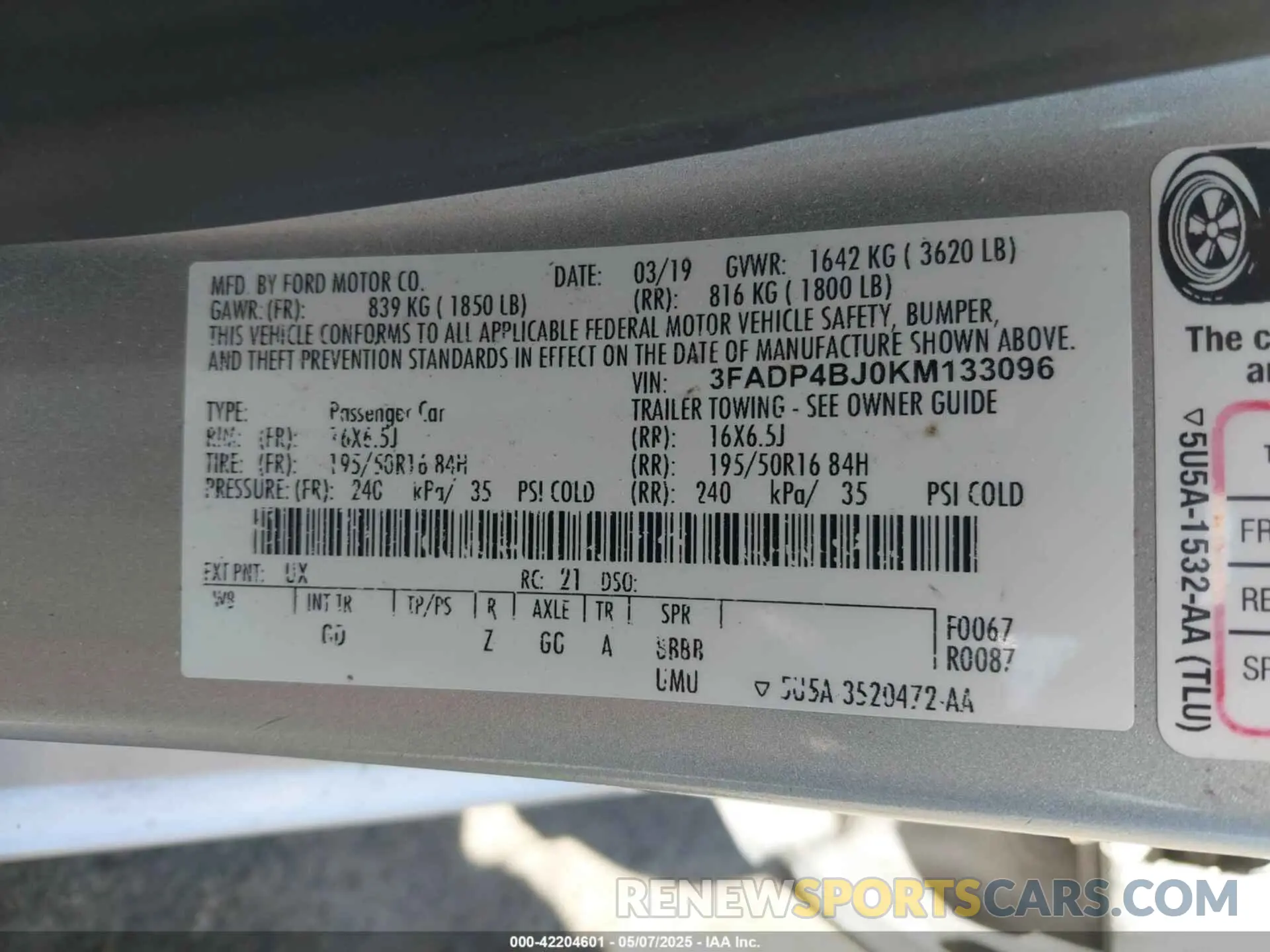 9 fotografías del automóvil dañado 3FADP4BJ0KM133096 FORD FIESTA 2019