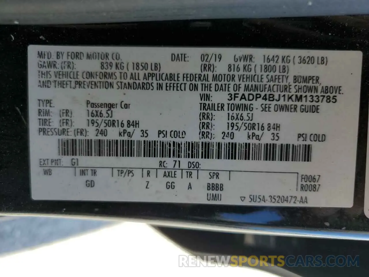 12 fotografías del automóvil dañado 3FADP4BJ1KM133785 FORD FIESTA 2019