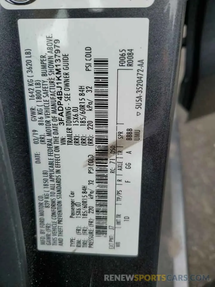 14 fotografías del automóvil dañado 3FADP4BJ1KM137979 FORD FIESTA 2019
