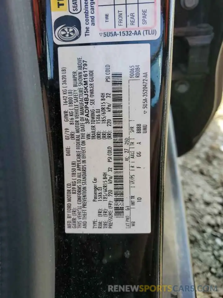 14 fotografías del automóvil dañado 3FADP4BJ5KM161797 FORD FIESTA 2019