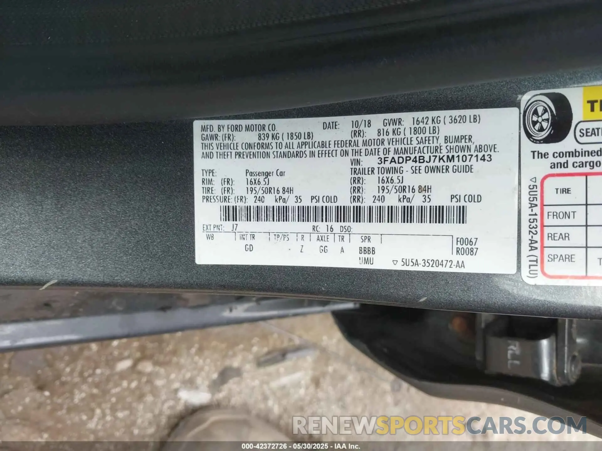 9 fotografías del automóvil dañado 3FADP4BJ7KM107143 FORD FIESTA 2019