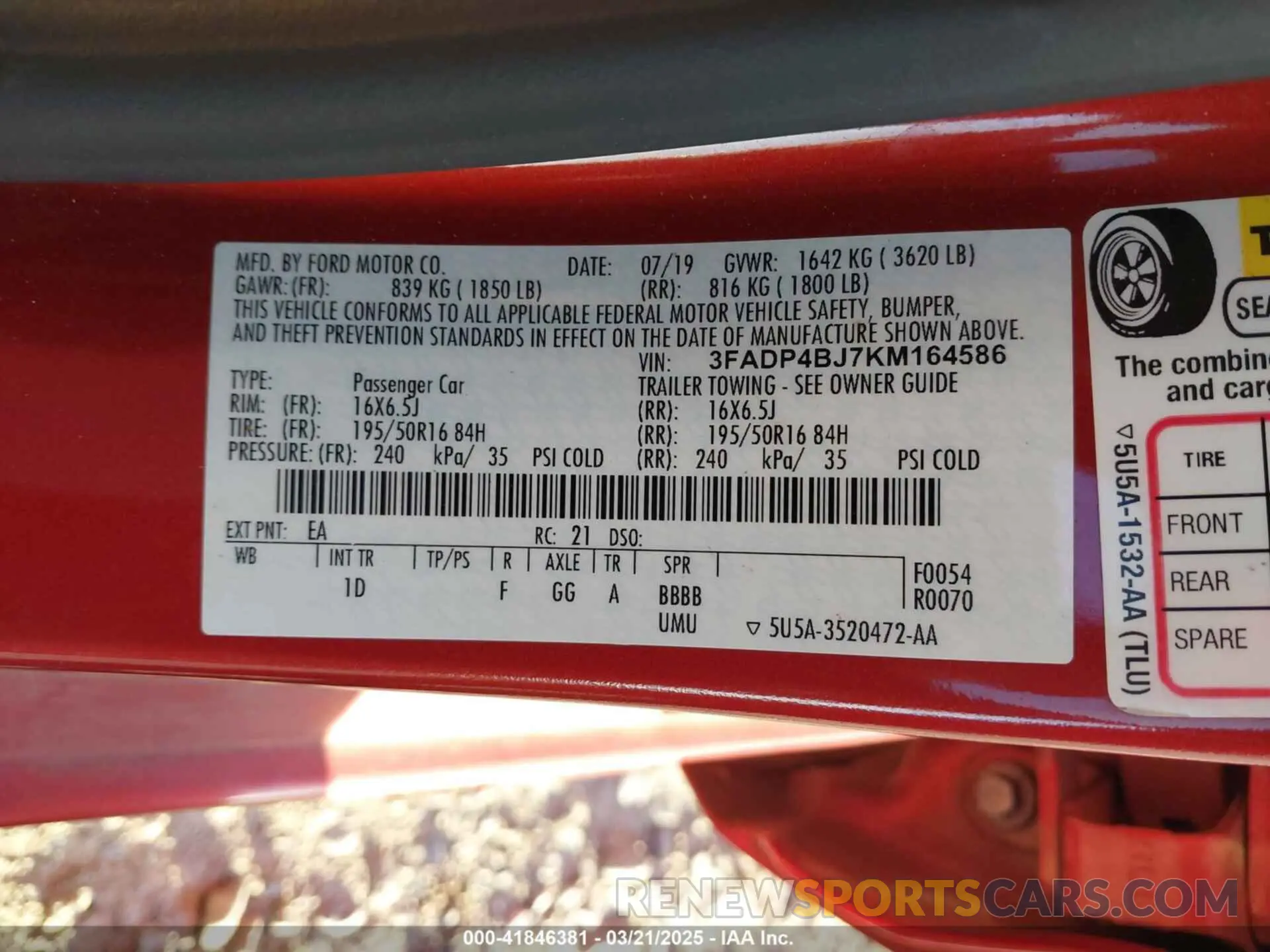 9 fotografías del automóvil dañado 3FADP4BJ7KM164586 FORD FIESTA 2019