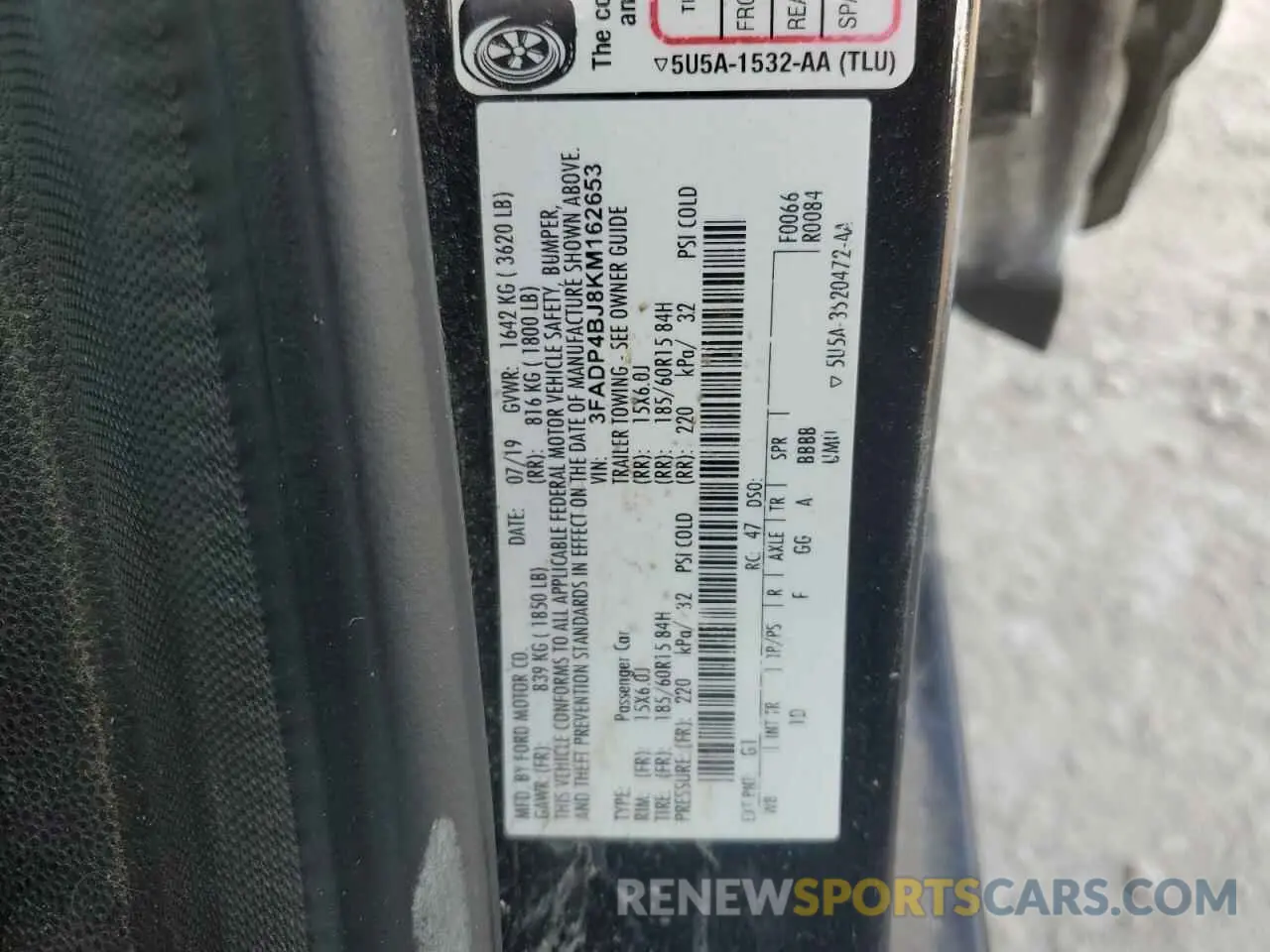 12 fotografías del automóvil dañado 3FADP4BJ8KM162653 FORD FIESTA 2019