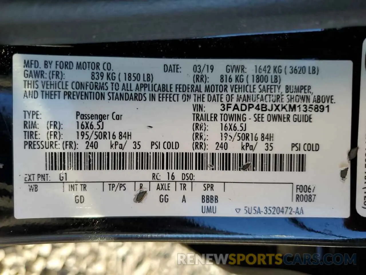 14 fotografías del automóvil dañado 3FADP4BJXKM135891 FORD FIESTA 2019