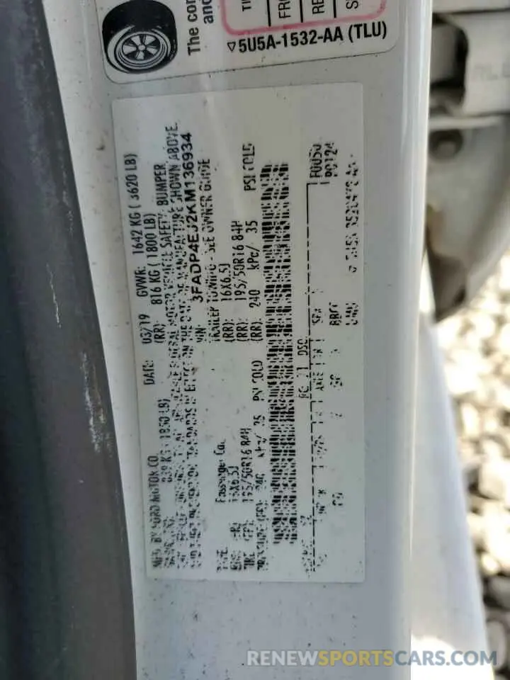 14 fotografías del automóvil dañado 3FADP4EJ2KM136934 FORD FIESTA 2019