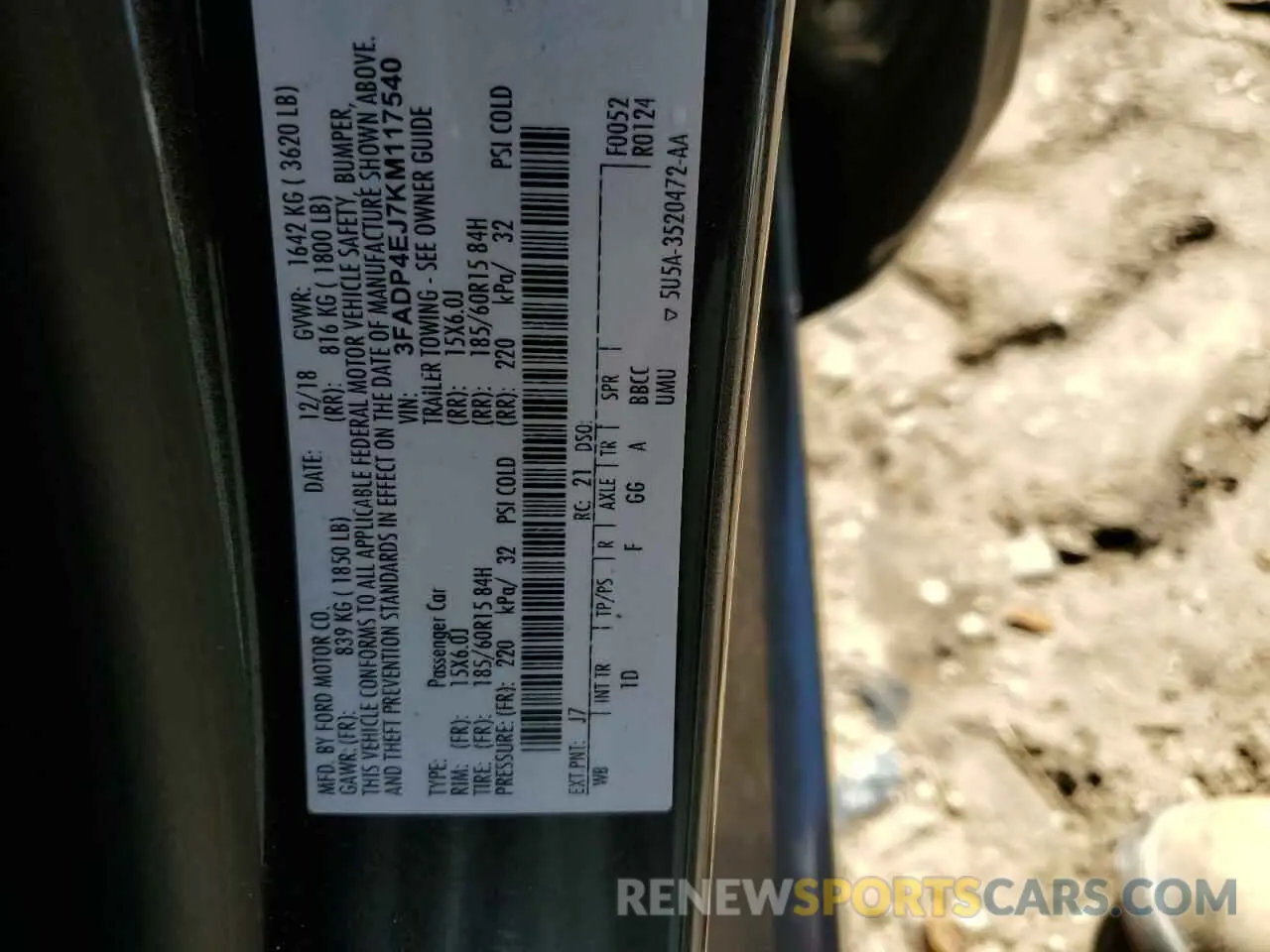 12 fotografías del automóvil dañado 3FADP4EJ7KM117540 FORD FIESTA 2019