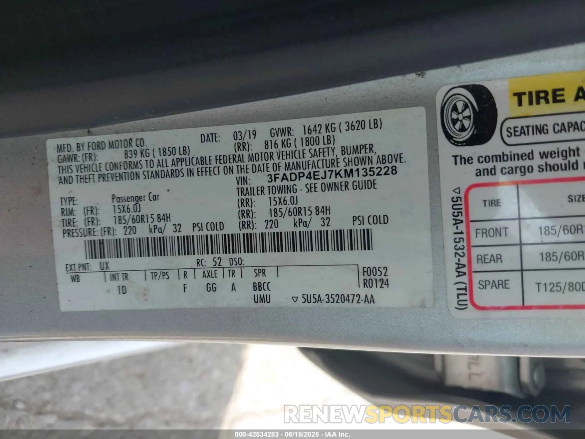 9 fotografías del automóvil dañado 3FADP4EJ7KM135228 FORD FIESTA 2019