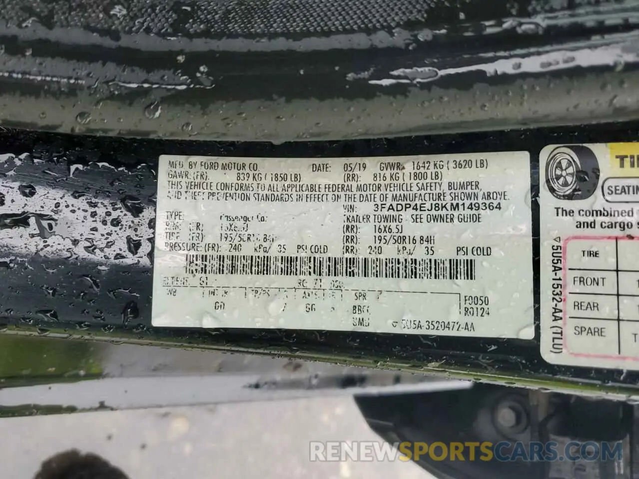 15 fotografías del automóvil dañado 3FADP4EJ8KM149364 FORD FIESTA 2019