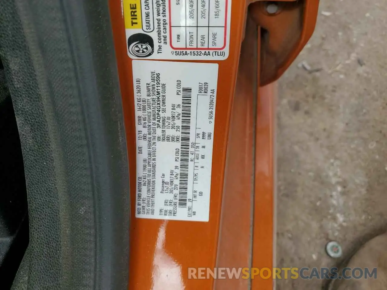 14 fotografías del automóvil dañado 3FADP4GX9KM119596 FORD FIESTA 2019