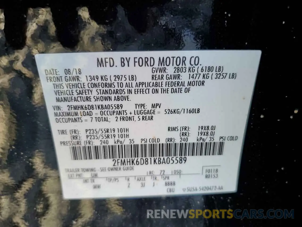 13 fotografías del automóvil dañado 2FMHK6D81KBA05589 FORD FLEX 2019