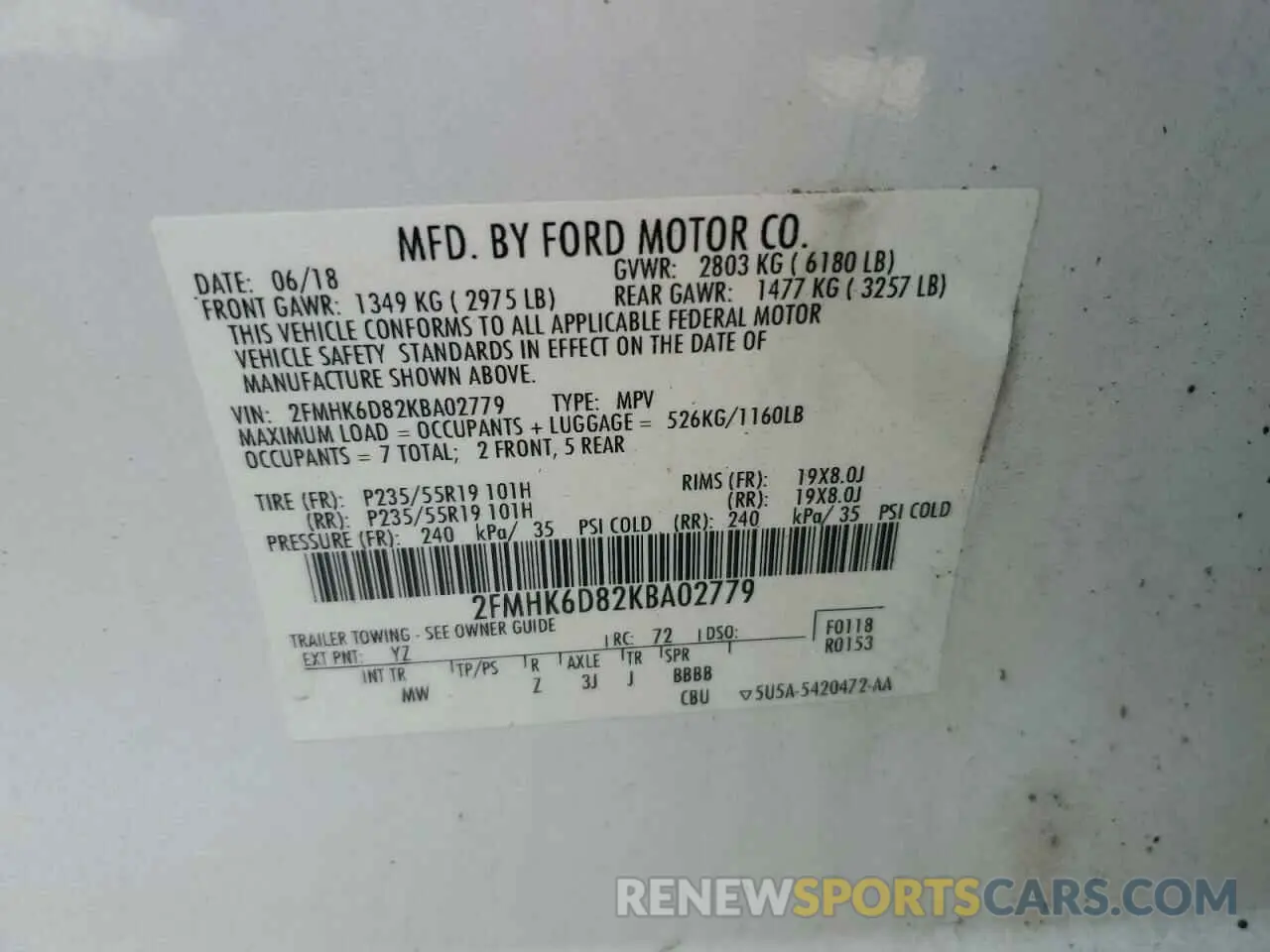 13 fotografías del automóvil dañado 2FMHK6D82KBA02779 FORD FLEX 2019