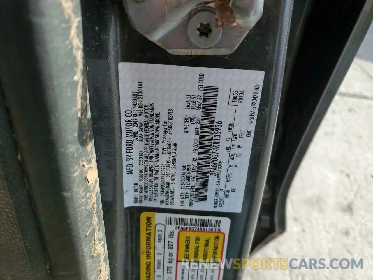 13 fotografías del automóvil dañado 3FA6P0G74KR135936 FORD FUSION 2019