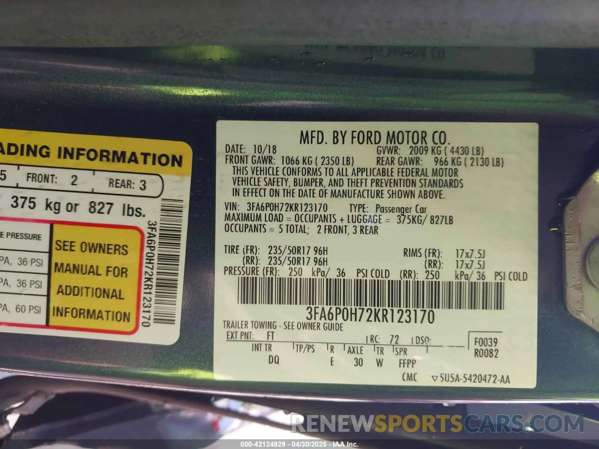 9 fotografías del automóvil dañado 3FA6P0H72KR123170 FORD FUSION 2019