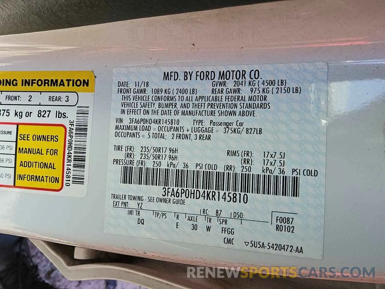 12 fotografías del automóvil dañado 3FA6P0HD4KR145810 FORD FUSION 2019