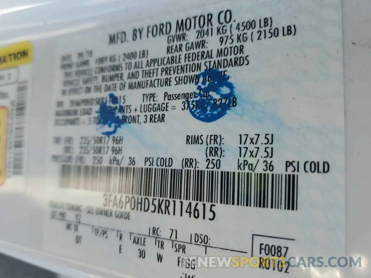 12 fotografías del automóvil dañado 3FA6P0HD5KR114615 FORD FUSION 2019