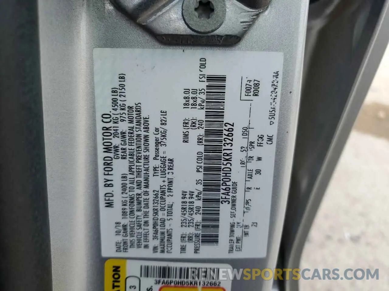 14 fotografías del automóvil dañado 3FA6P0HD5KR132662 FORD FUSION 2019