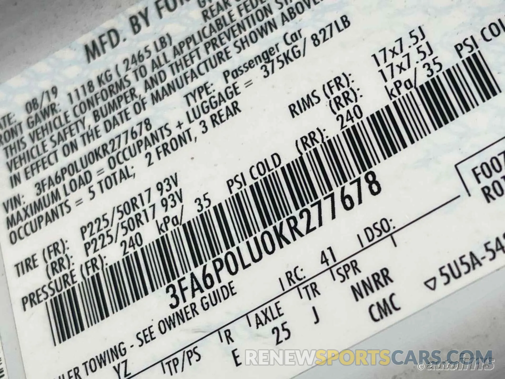 3 fotografías del automóvil dañado 3FA6P0LU0KR277678 FORD FUSION 2019