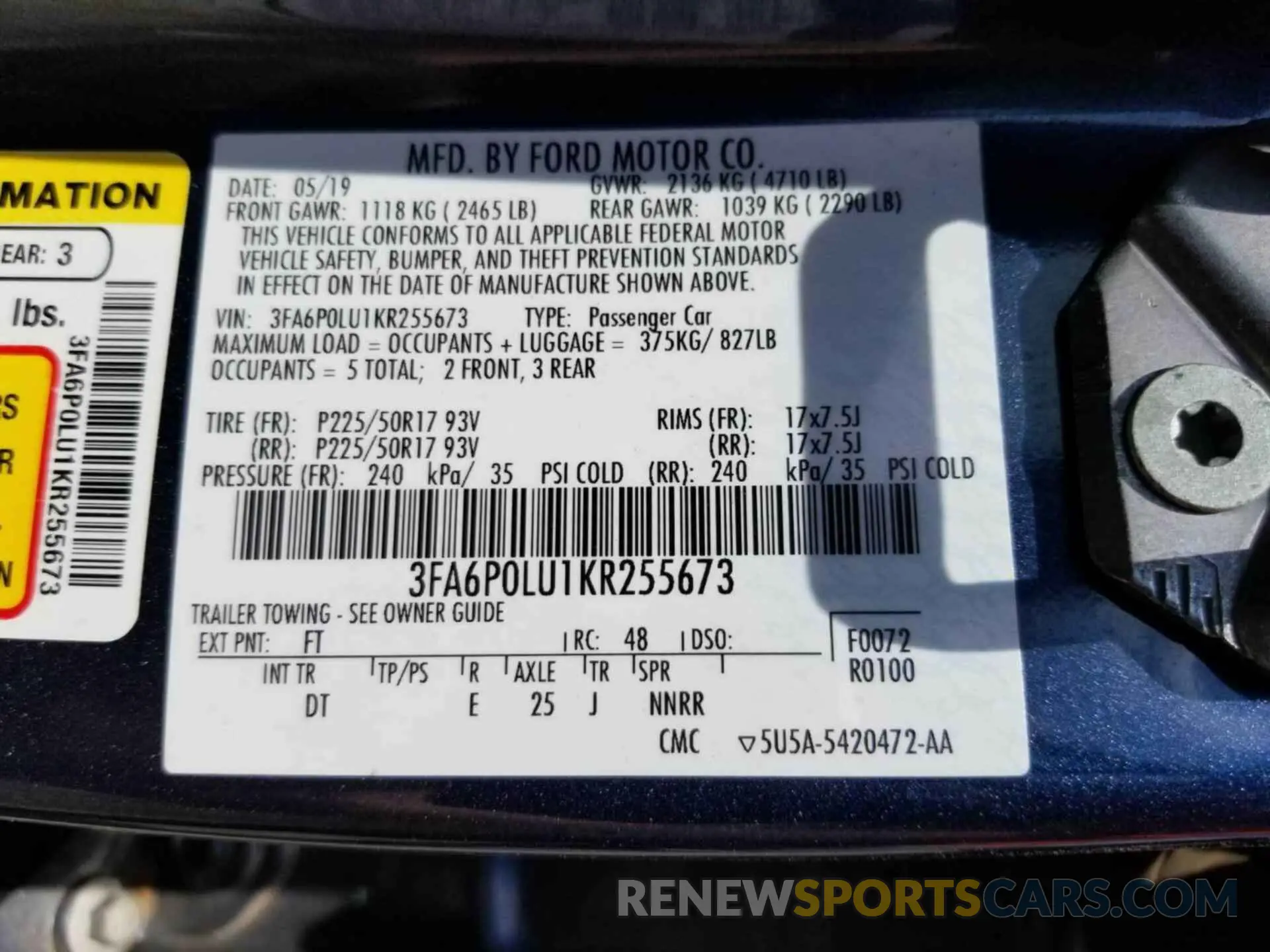14 fotografías del automóvil dañado 3FA6P0LU1KR255673 FORD FUSION 2019