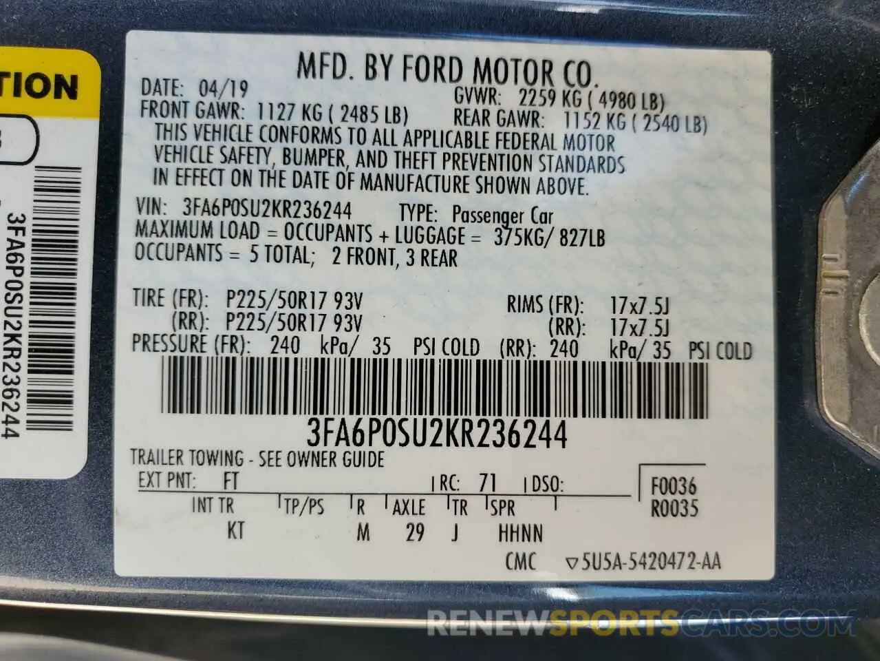 13 fotografías del automóvil dañado 3FA6P0SU2KR236244 FORD FUSION 2019