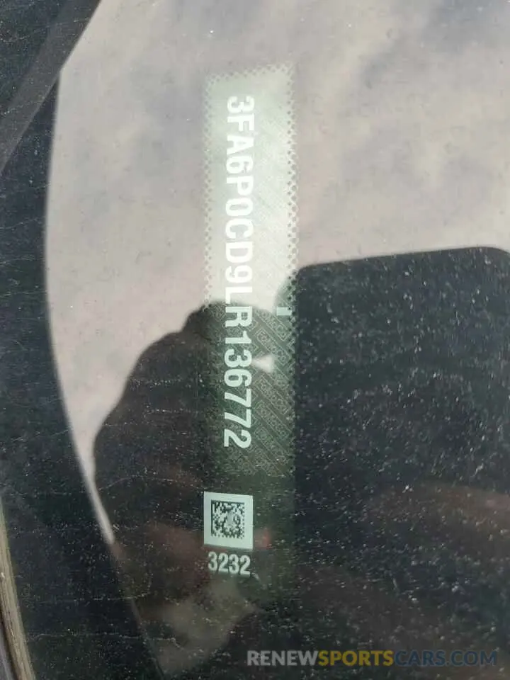 12 fotografías del automóvil dañado 3FA6P0CD9LR136772 FORD FUSION 2020