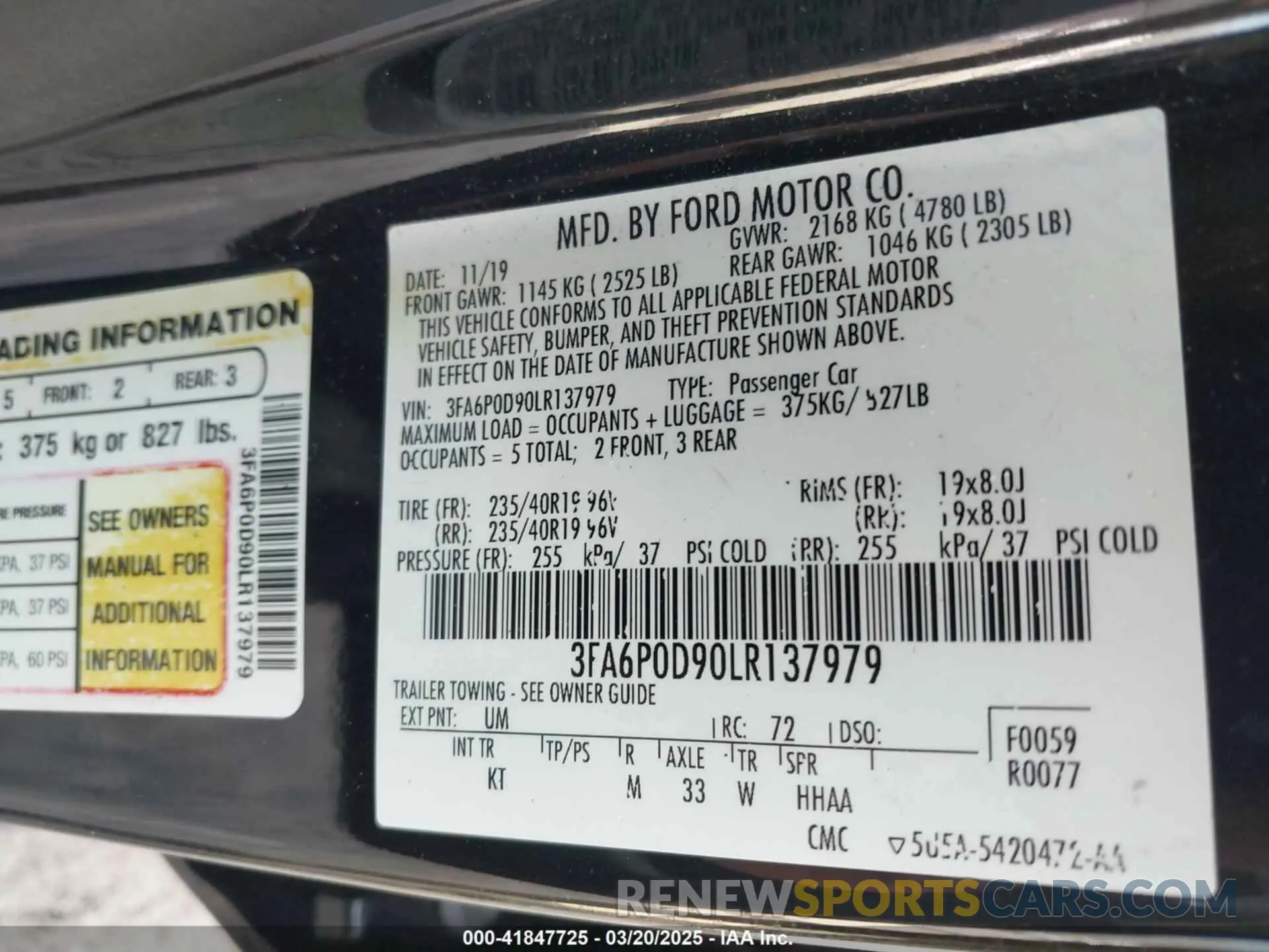 9 fotografías del automóvil dañado 3FA6P0D90LR137979 FORD FUSION 2020