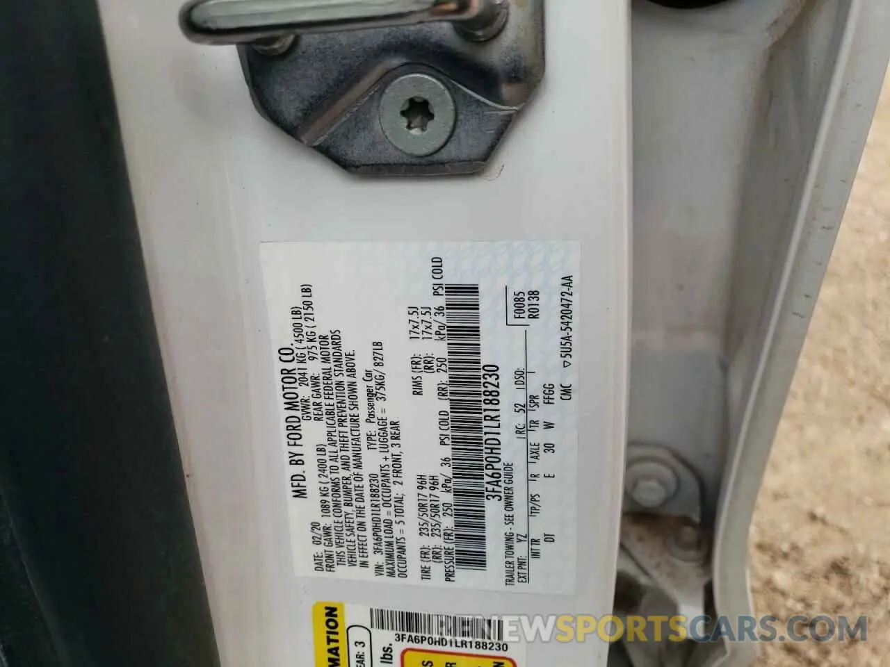 12 fotografías del automóvil dañado 3FA6P0HD1LR188230 FORD FUSION 2020