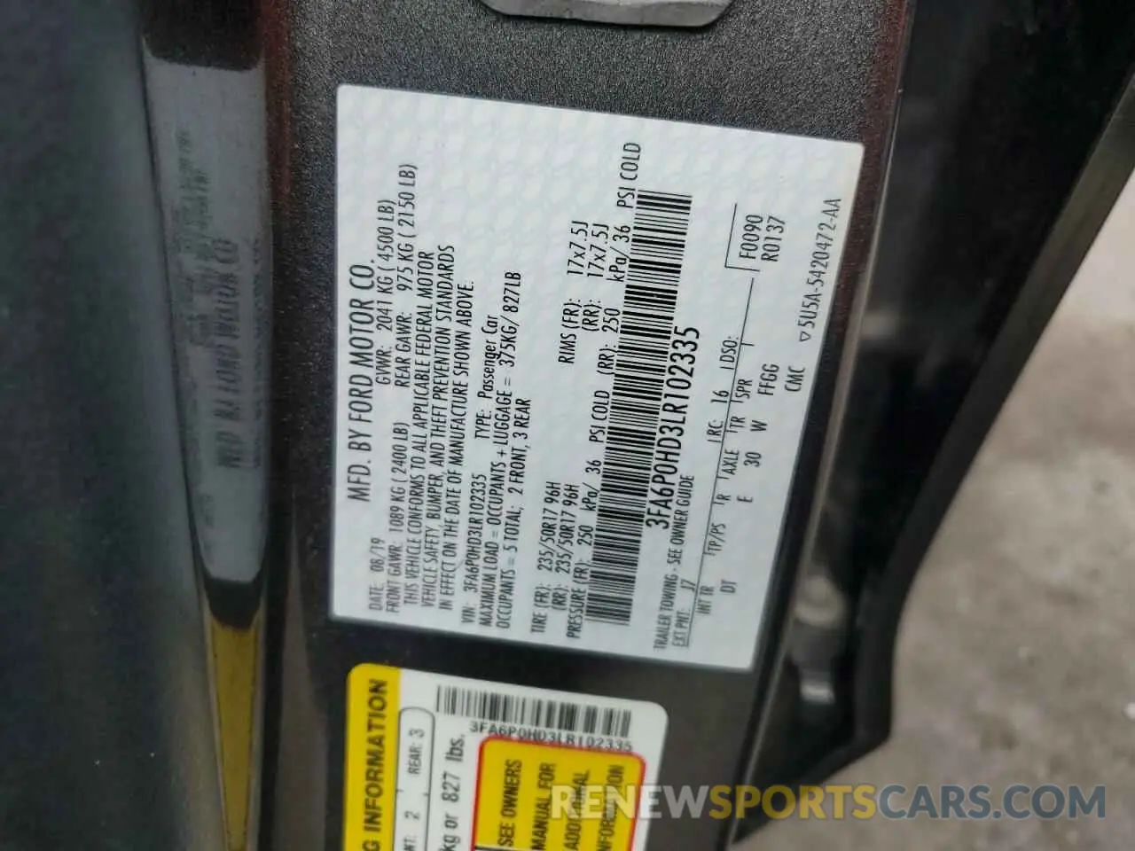 12 fotografías del automóvil dañado 3FA6P0HD3LR102335 FORD FUSION 2020