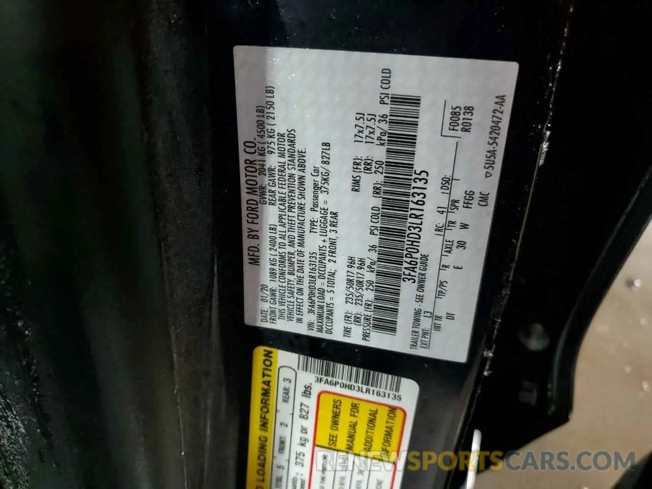 12 fotografías del automóvil dañado 3FA6P0HD3LR163135 FORD FUSION 2020