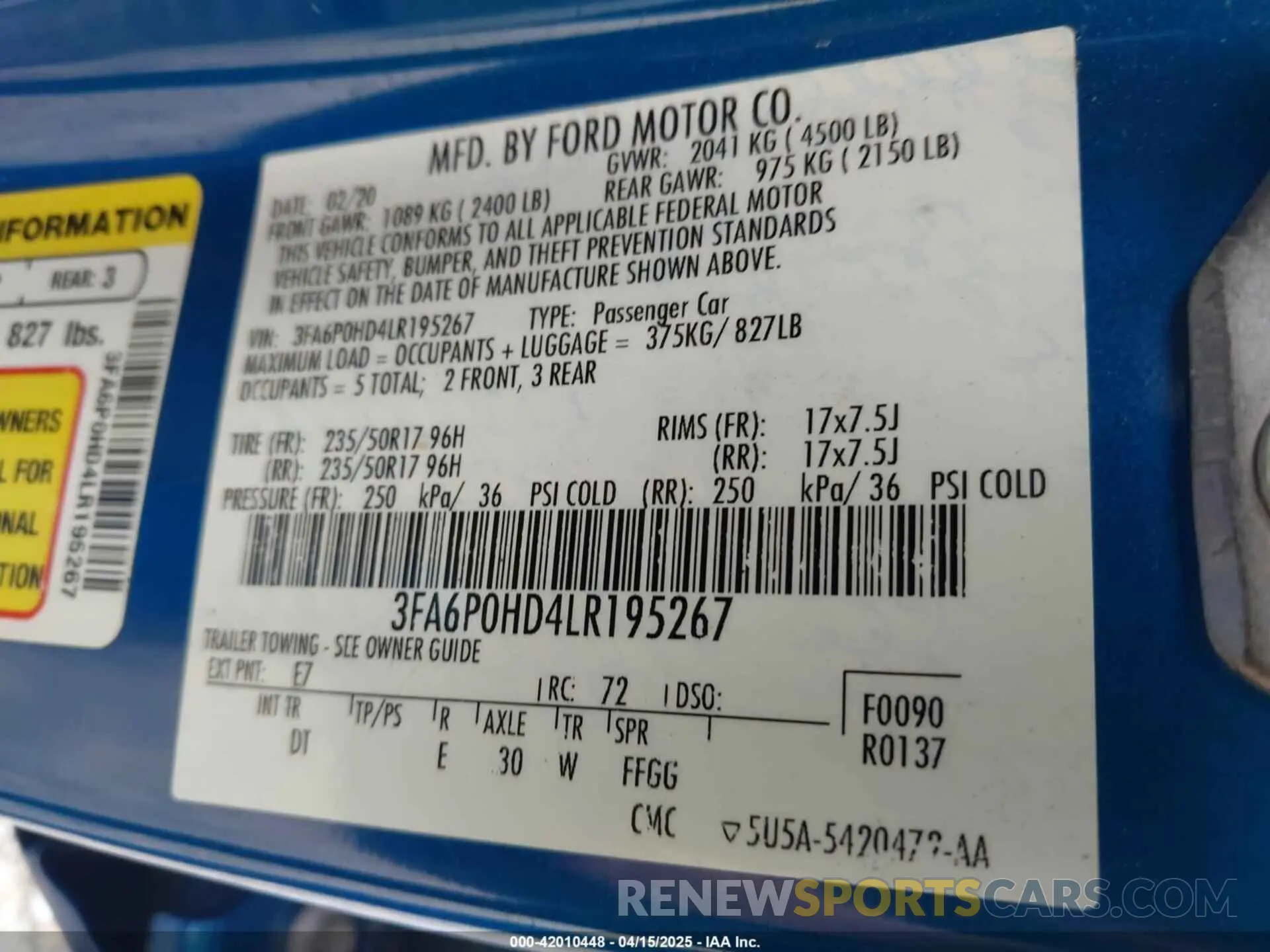 9 fotografías del automóvil dañado 3FA6P0HD4LR195267 FORD FUSION 2020