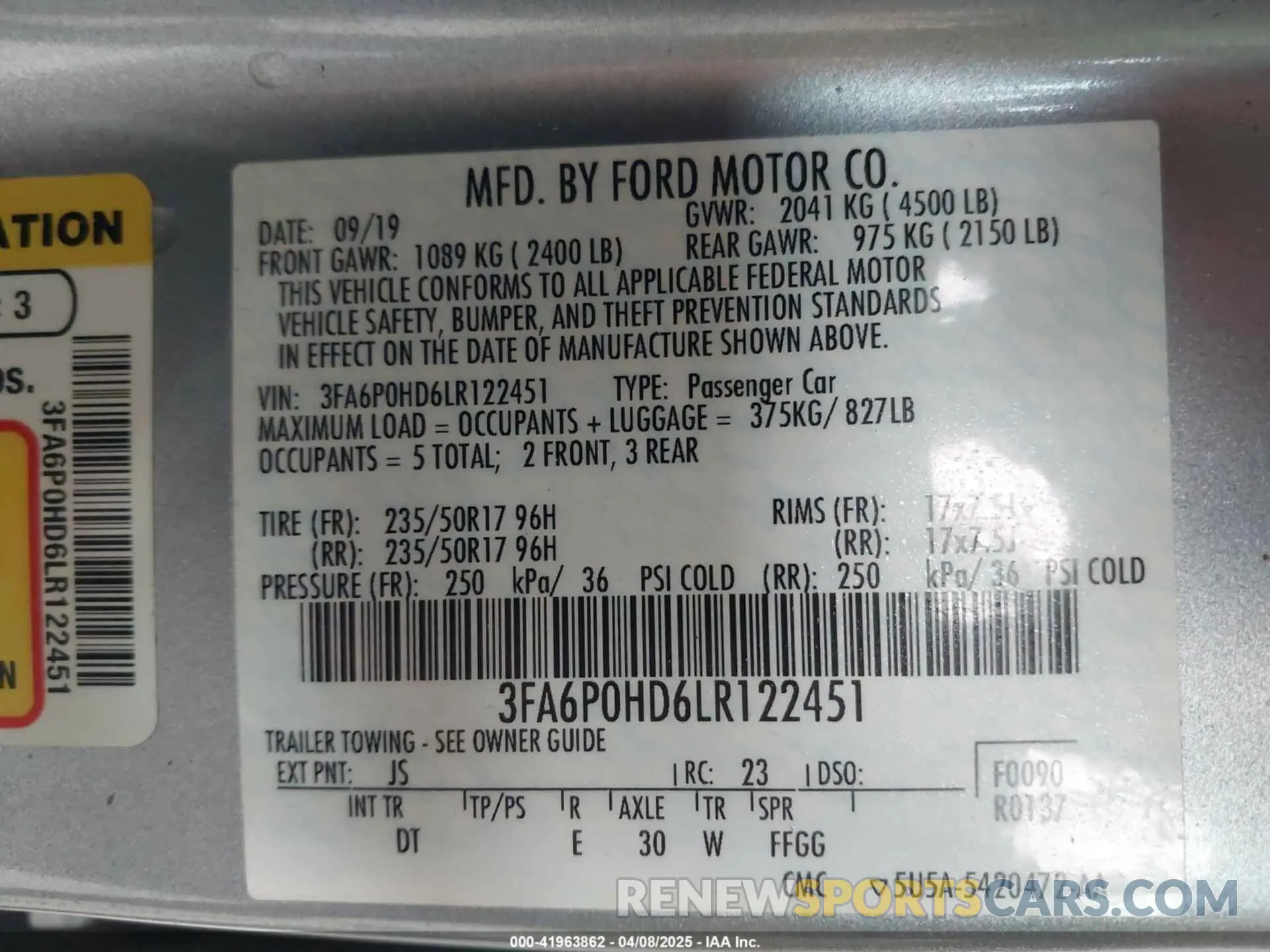9 fotografías del automóvil dañado 3FA6P0HD6LR122451 FORD FUSION 2020