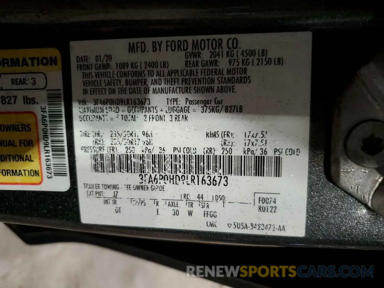 12 fotografías del automóvil dañado 3FA6P0HD9LR163673 FORD FUSION 2020