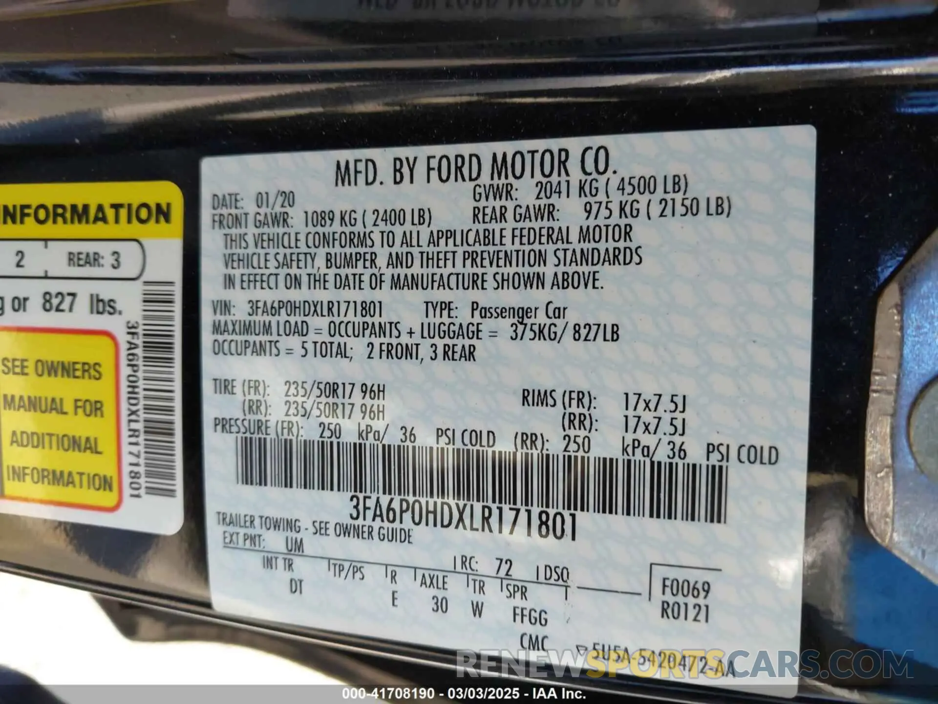 9 fotografías del automóvil dañado 3FA6P0HDXLR171801 FORD FUSION 2020
