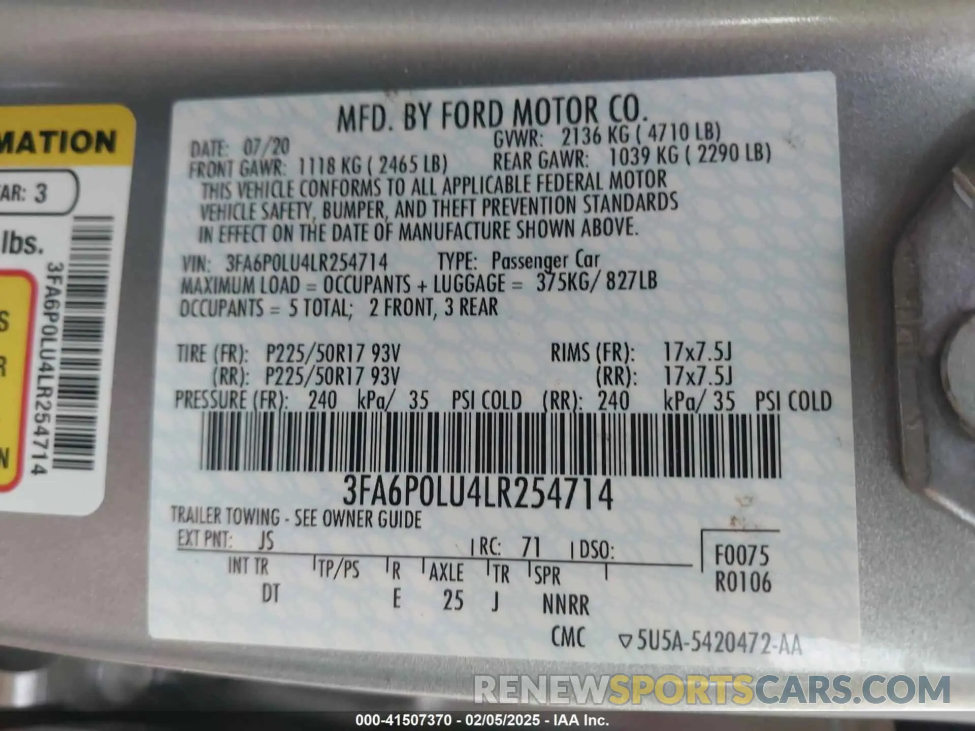 9 fotografías del automóvil dañado 3FA6P0LU4LR254714 FORD FUSION 2020