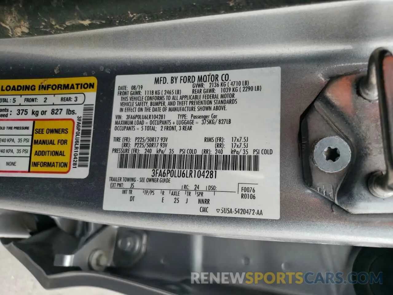 12 fotografías del automóvil dañado 3FA6P0LU6LR104281 FORD FUSION 2020