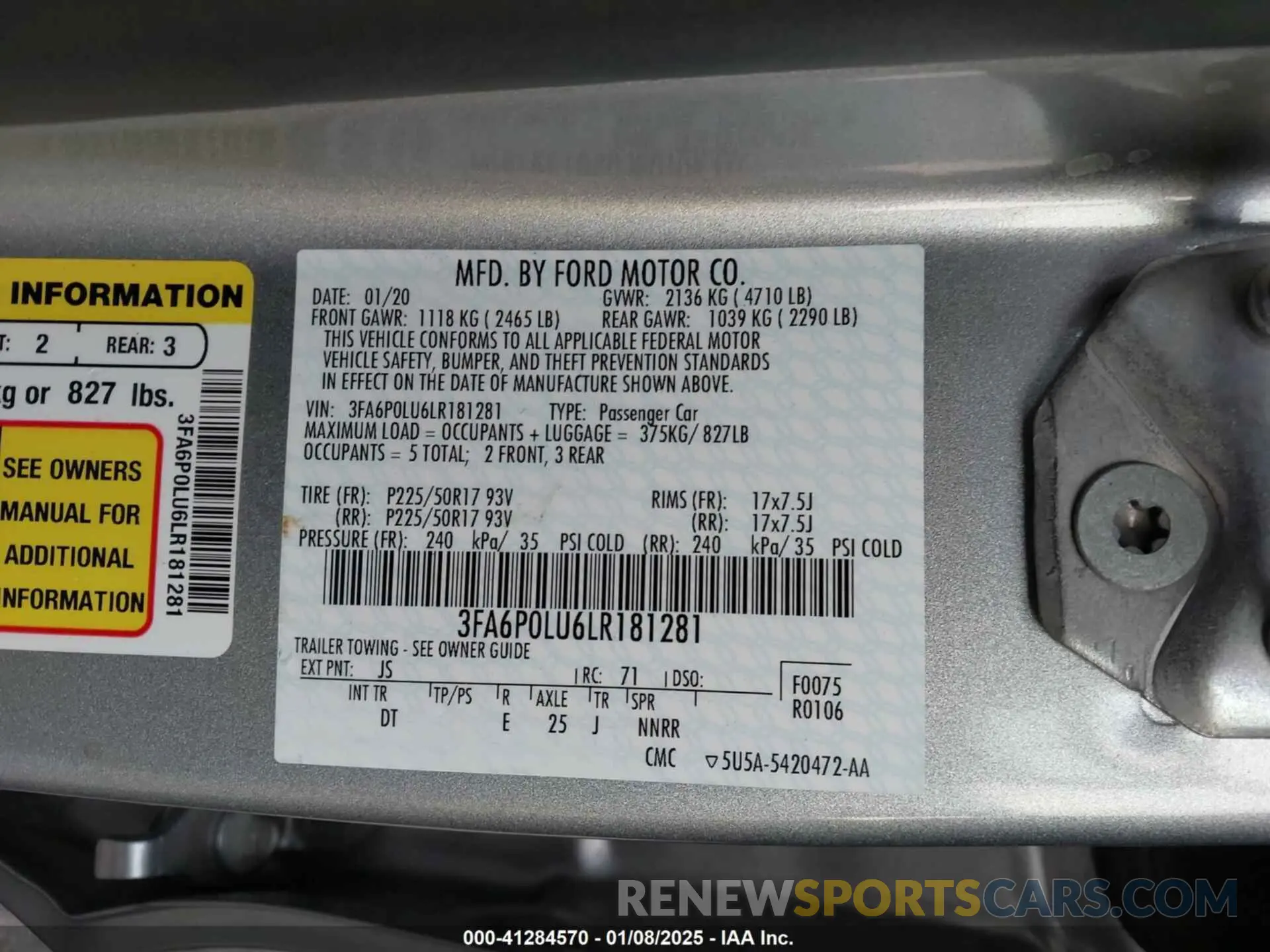 9 fotografías del automóvil dañado 3FA6P0LU6LR181281 FORD FUSION 2020