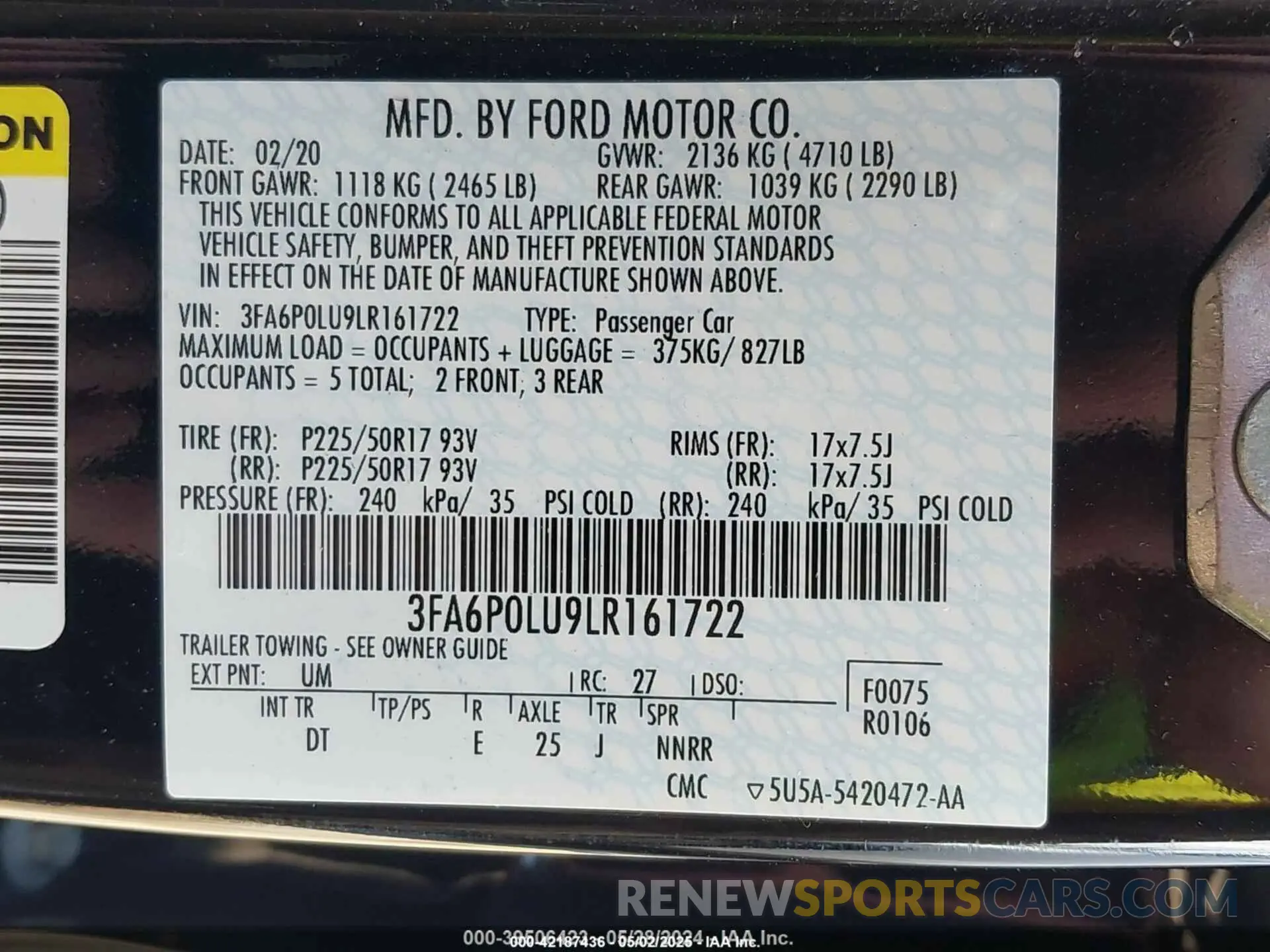9 fotografías del automóvil dañado 3FA6P0LU9LR161722 FORD FUSION 2020