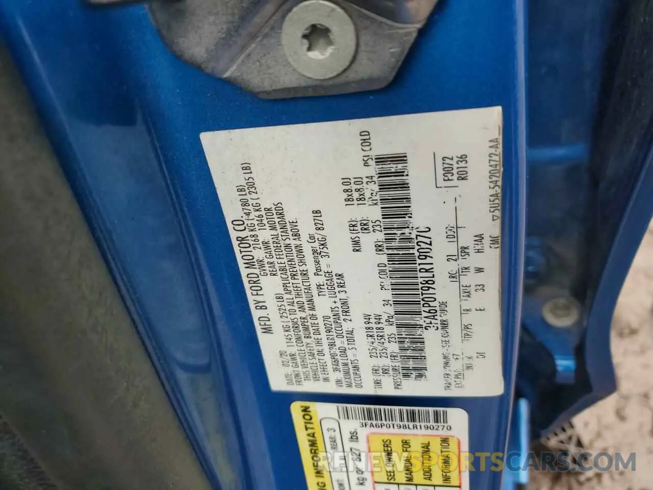 14 fotografías del automóvil dañado 3FA6P0T98LR190270 FORD FUSION 2020