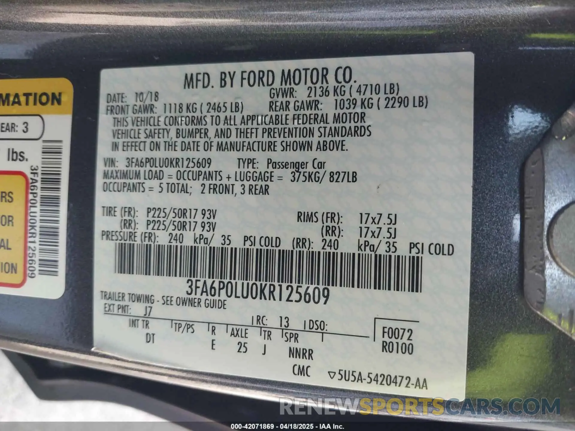 9 fotografías del automóvil dañado 3FA6P0LU0KR125609 FORD FUSION HYBRID 2019