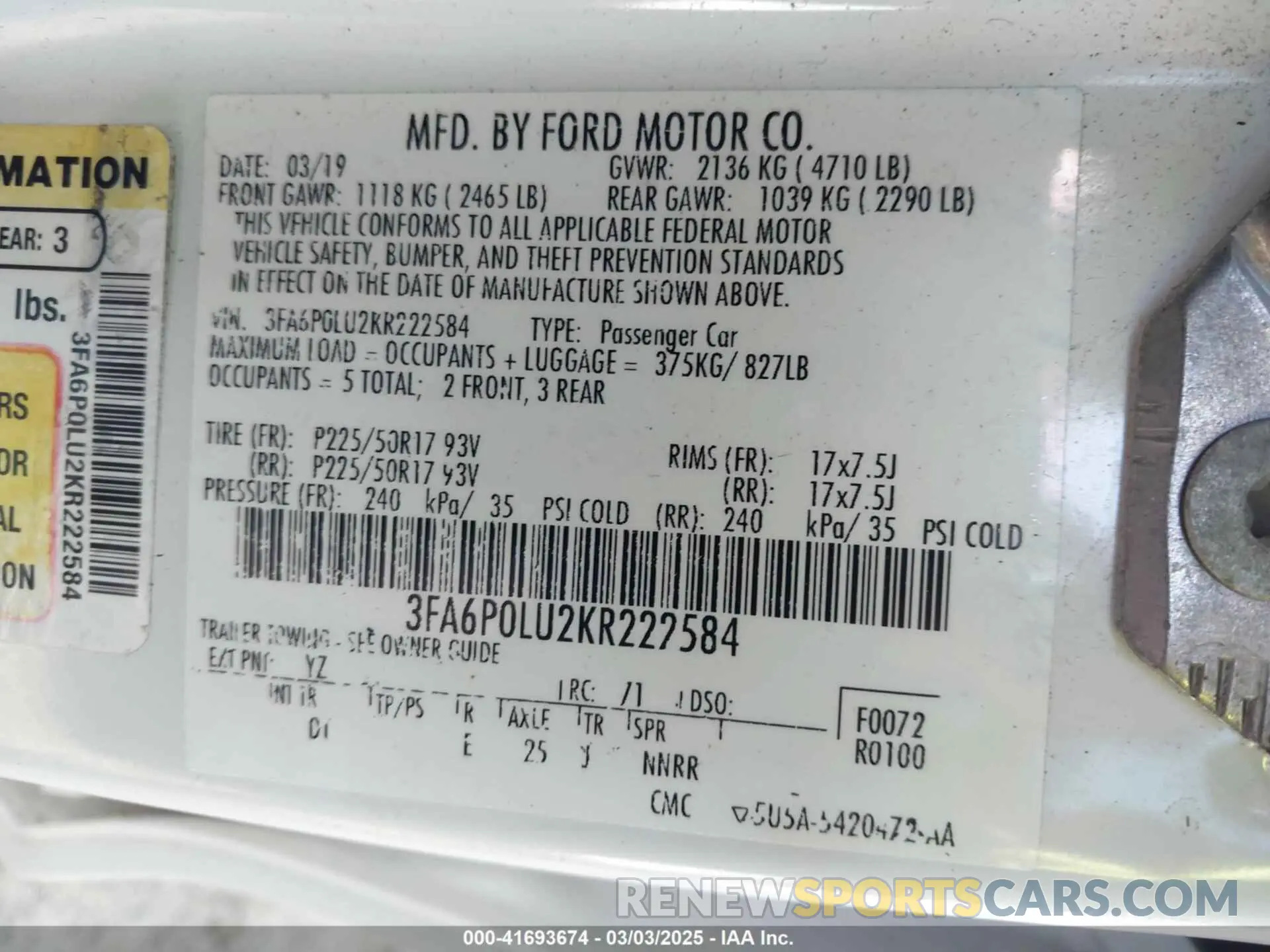 9 fotografías del automóvil dañado 3FA6P0LU2KR222584 FORD FUSION HYBRID 2019