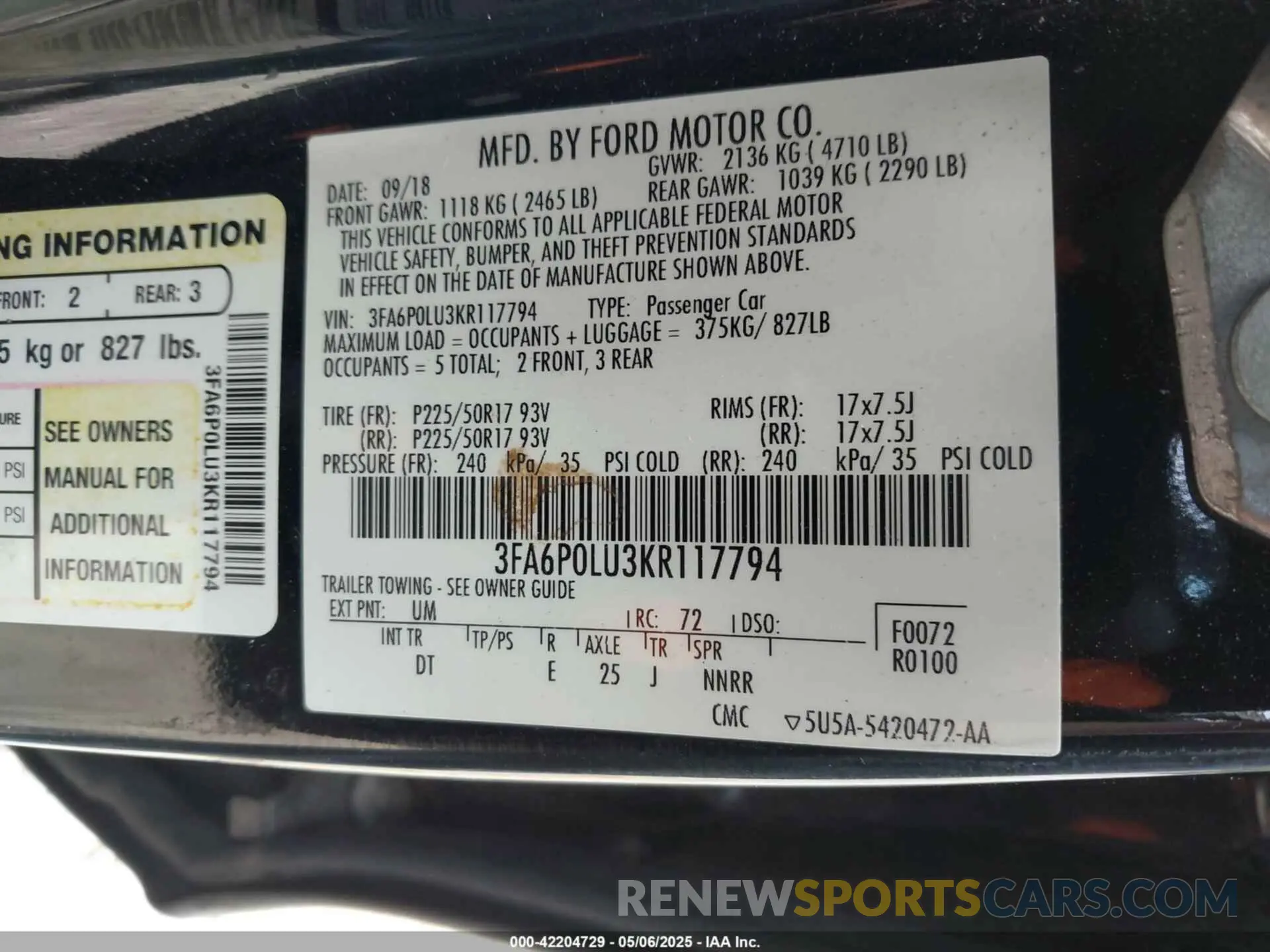 9 fotografías del automóvil dañado 3FA6P0LU3KR117794 FORD FUSION HYBRID 2019