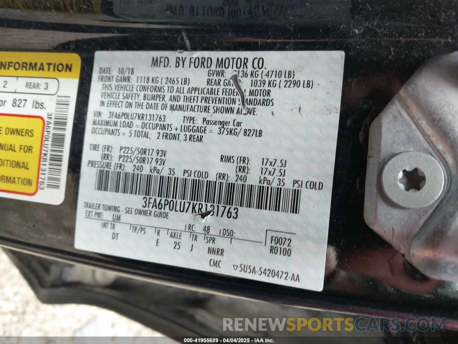 9 fotografías del automóvil dañado 3FA6P0LU7KR131763 FORD FUSION HYBRID 2019