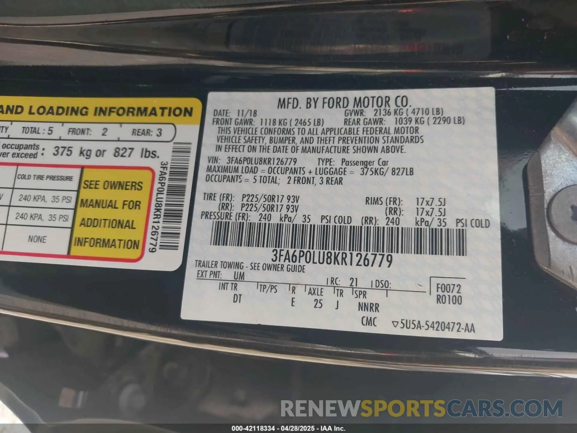 9 fotografías del automóvil dañado 3FA6P0LU8KR126779 FORD FUSION HYBRID 2019